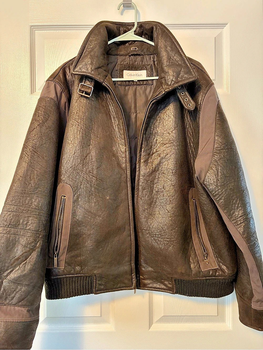 Calvin Klein Brown Moto Bomber Jacket